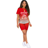 Women Letter Printing Casual Two Piece Set S-2XL