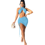Solid Color Sexy Hot Bandage Party Dress