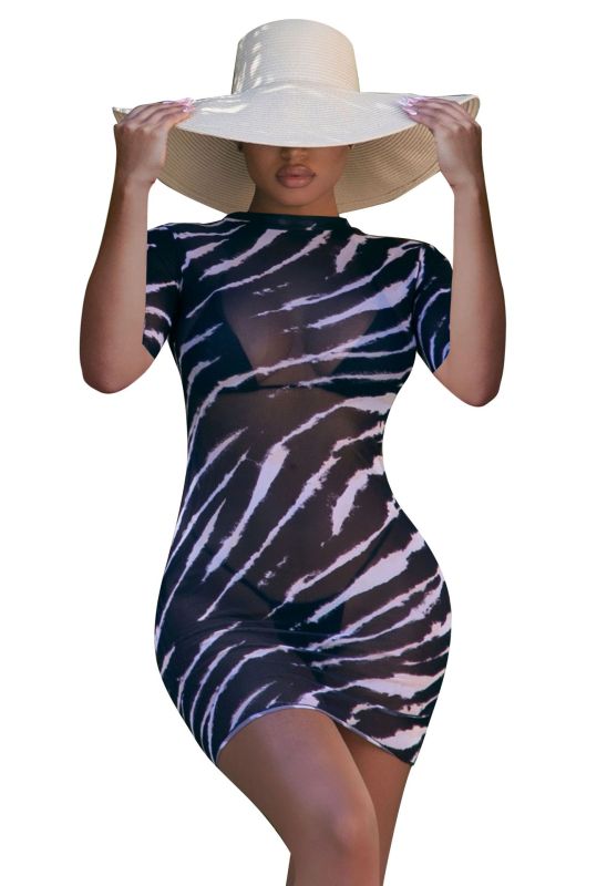 Long Sleeve Printed Cover Beach Dress
