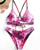 Sexy Women Halter Neck Print Bikini Two-piece Swimsuit