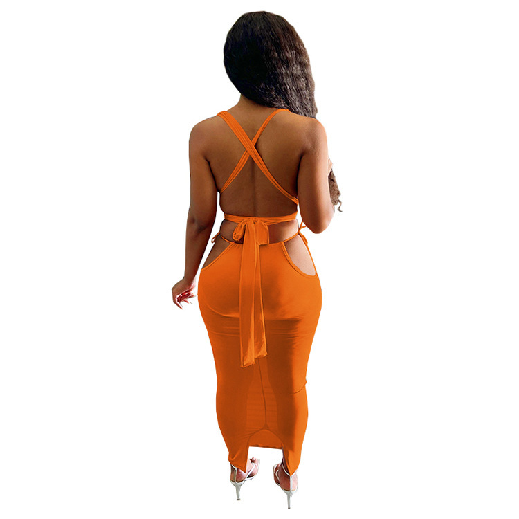 Open Back Sexy Party Two Piece Skirt Set