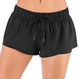 Summer Fake Two-Piece Running Training Sports Shorts With Pocket Female Yoga Fitness Trousers Female