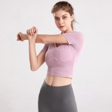 Yoga Shirts Sports Clothing Fitness T-shirt for Women Workout Tops V-neck Gym Sportswear Seamless Yoga Short Sleeve New