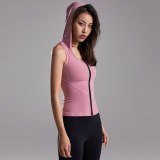Summer Running Training Tops Women Sleeveless Hooded Zipper shirts For Sport Gym Tank Tops Quick Dry Fitness Sportswear