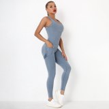 Seamless Jumpsuit Women Push Up One-piece Sets Sleeveless Gym Clothing Sports with Padded Back Hollow Rompers Fitness Jumpsuit