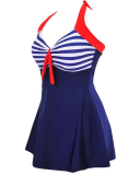 Lady Fashion Stripe One Piece Swimsuit S-XXXL