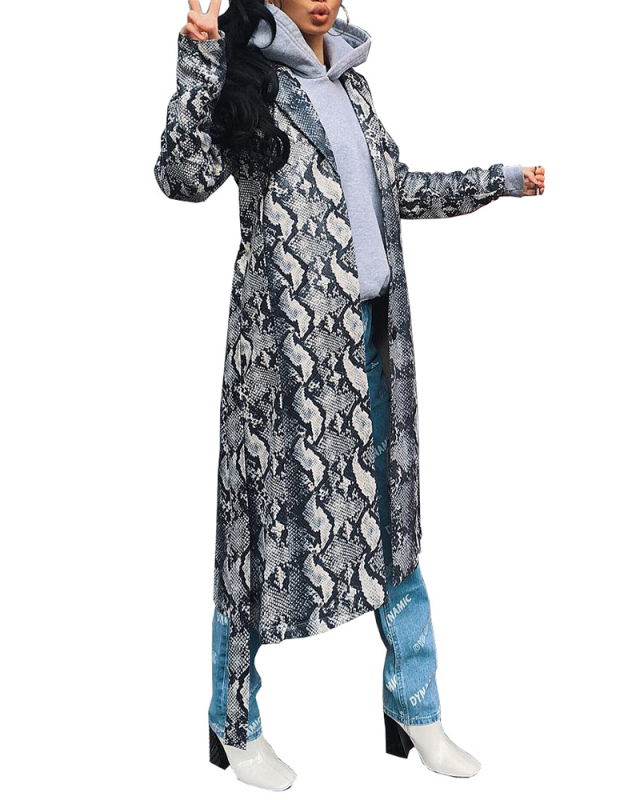 Lady Fashion Pattern Print Coat S-XL