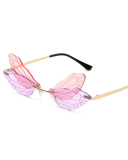 New Frameless Cut-Edge Dragonfly Shape Colorful Funny Prom Glasses