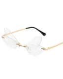 New Frameless Cut-Edge Dragonfly Shape Colorful Funny Prom Glasses