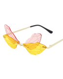 New Frameless Cut-Edge Dragonfly Shape Colorful Funny Prom Glasses