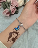 Fashion Trendy Blue Butterfly with Buckle Couple Girlfriends Bracelet