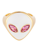 New Alien Head Ring 18K Gold Color Color Preserved Cute Girly Ring