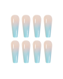 24pcs Long Ballet Gradient Blue Artificial Nails Fake Nails Removable Nail Patches