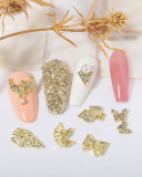 1 Piece Butterfly Bow Metal Nail Decorators Nail Accessories Gold Crystal