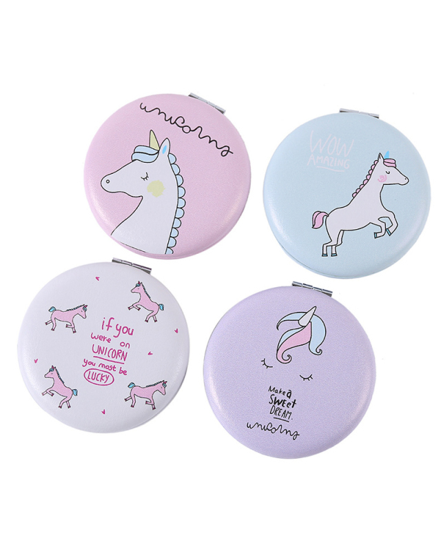 Folding Pony Printed Small Mirror Mini Makeup Mirror Glass Mirror Round Portable Mirror