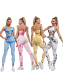 Tie-dye Stretch Suit New Knitted Fitness Tousers Two-Piece Yoga Suit S-L