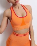 Fashion Sexy High Stretch Bra High Waist Peach Hip Lifting Yoga Two-Piece Solid Color S-L