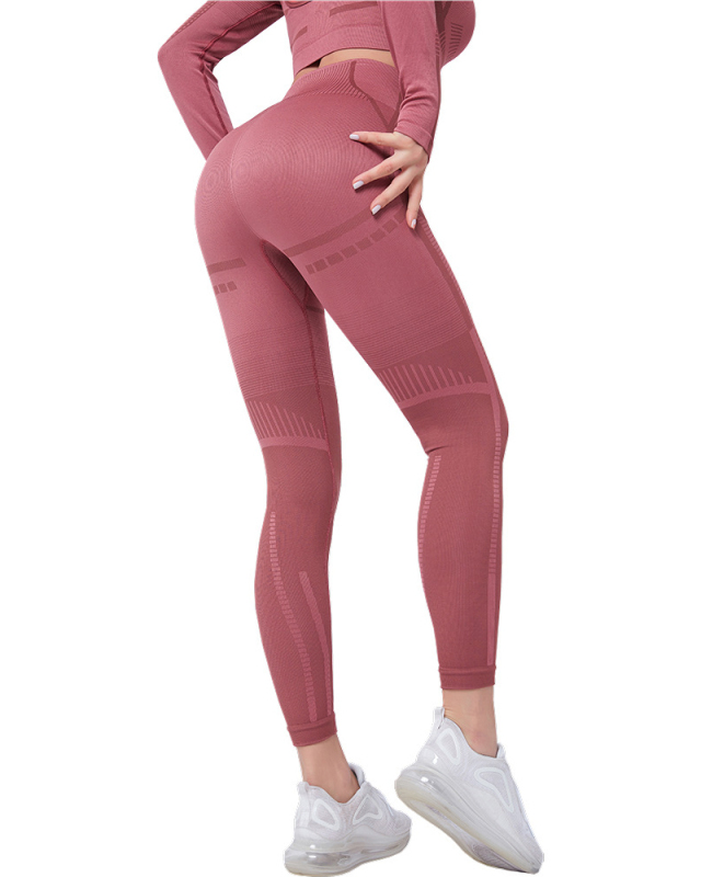 Net Celebrity Hot Selling High-Waist Buttocks Tight-Fitting Running Sports Yoga Fitness Pants Solid Color S-L