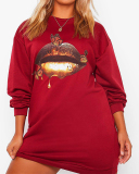 Hot Sale Women's Casual Printed Loose Autumn and Winter Sweater Dress Styles S-XXL