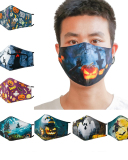 Halloween 3D Printing Washable Adult Dustproof Cotton Cloth Masks