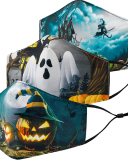 Halloween 3D Printing Washable Adult Dustproof Cotton Cloth Masks