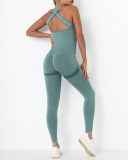 Sexy Peach Hip Pocket Yoga One-piece Jumpsuit Quick-drying Fitness Exercise Beautiful Back Yoga Suit One-piece Yoga Set S-L
