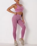 Seamless Knitted Sexy Sports Vest Hip-lifting Trousers Yoga Wear Fitness Suit Two-piece Yoga Set S-L