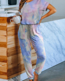 Women's Outer Wear Home Set Autumn and Winter New Tie-Dye Printing Pajamas S-3XL