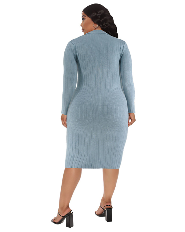 Long Sleeve Women Elastic Sweater Dress