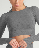 Multi Color Seamless Knitted Gym Sports Running Fitness Gather Yoga Top Long Sleeve S-L