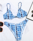 Blue Printed Women Sexy Newest Swimsuit S-L