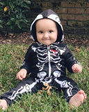Kids Spring/Autumn Skull Long Sleeve One-Piece Romper Halloween Hooded Baby 70-100