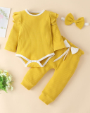 Children Solid Color Bow Two Piece Set White Yellow Apricot Pink Wine Red 70-100