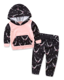 Children Casual Hooded Printing Two Piece Set 70-100