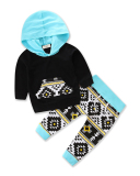 Children Casual Hooded Printing Two Piece Set 70-100