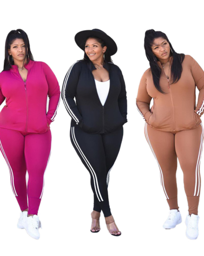 Fashion Plus Size Women's Clothing Quality Personality Zipper Sports Suit XL-5XL