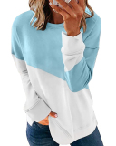 New Color Blocking Long Sleeve Round Neck Contrast Loose Sweater T-shirt Oversized Crewneck Sweatshirt Hoodies