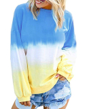 Colorblock Women New Tie Die Colorblock Sweatshirt S-XXL