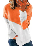 New Color Blocking Long Sleeve Round Neck Contrast Loose Sweater T-shirt Oversized Crewneck Sweatshirt Hoodies