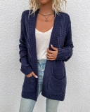 Women Solid Color Cardigan Sweater Coat Tops Gray Black Pink Khaki Wine Red Green S-XL
