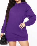 Fashion Sweater Plus Velvet Women New Solid Color Hooded Mid-Length Top S-2XL
