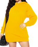 Fashion Sweater Plus Velvet Women New Solid Color Hooded Mid-Length Top S-2XL