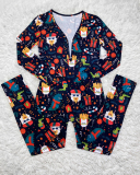 Christmas Printed Multi-color Optional Long Sleeve Pajamas Jumpsuits S-2XL