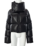 Winter New Thick Snap Button Bib Jacket Warm Cotton Jacket Black S-L