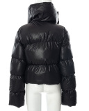 Winter New Thick Snap Button Bib Jacket Warm Cotton Jacket Black S-L