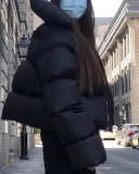 Winter New Thick Snap Button Bib Jacket Warm Cotton Jacket Black S-L