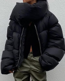 Winter New Thick Snap Button Bib Jacket Warm Cotton Jacket Black S-L