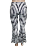 Women Casual Printed Slim Trousers Flared Pants Plus Size Bottoms Black L-4XL