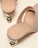 Women Mid Heels Sandals Gourd Heel Ladies Shoes White Blue Black Apricot Camel 35-42