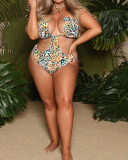 New Swimsuit Two Piece Sand Print Push Up Large One Piece Swimsuit S-5XL